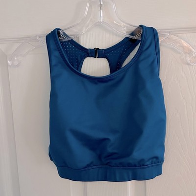 DIP Active Yoga Blue sports bra LARGE Vented Open Racerback Womens-image