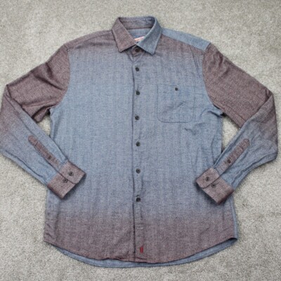 Johnnie-O Shirt Adult Medium Red/Blue Roscoe Dip Dye Cotton L/S Button Up-image