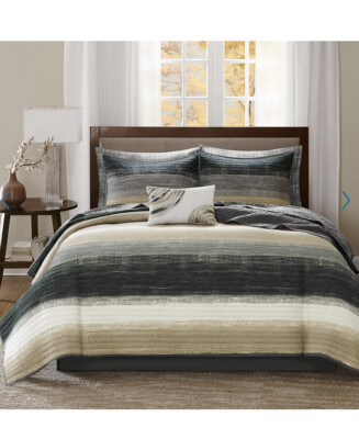 New Madison Park Essential Barret Queen Coverlet Sheets Pillows & Shams Set 8pc-image