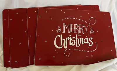 Pottery Barn Merry Christmas Cork Placements Set of Four NLA Pre - owned-image