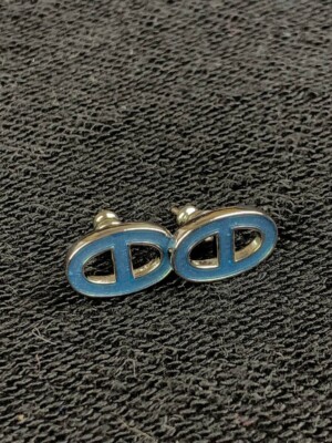 Hermes White Gold Cube Shaped Stud Earrings-image