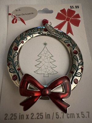 NEW Tree Ornament Photo Picture Frame “2021” Red & Green Design Wreath Shaped-image