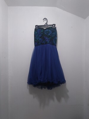 City Studio Dress Size 5 Strapless Blue-image