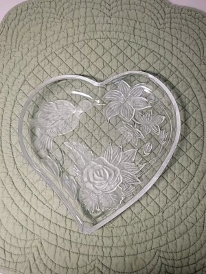 Crystal Clear Studio Heart Shaped Dish - Paradise Garden No Box 6 1/4
