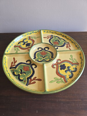  Talavera Mexican Dip Appetizers Round Divided Serving Platter Handcrafted 15
