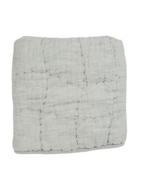 Pottery Barn Cloud Linen/ Cotton Eucalyptus Quilted Standard Pillow Sham - Read-image