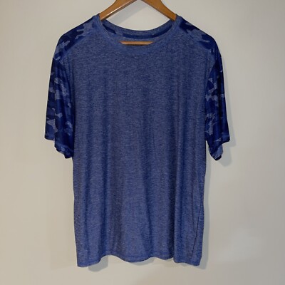 Dip Camo Navy Blue T-Shirt Men’s Sz Large Short Sleeve Polyester-image