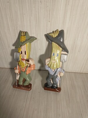 VTG Anthropomorphic Farmers Chalkware Wall Plaque Decor Possibly Miller Studio-image