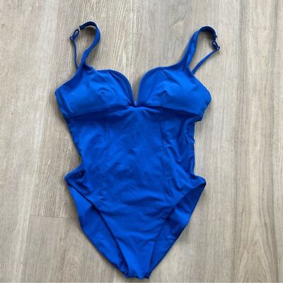 BECCA Color Code V-Wire One-Piece Swimsuit ultra marine blue women’s large swim-image