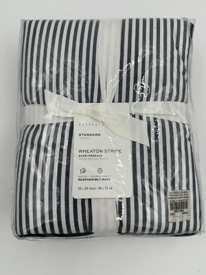 Pottery Barn Wheaton Striped Percale Standard Comforter Sham Organic Cotton-image