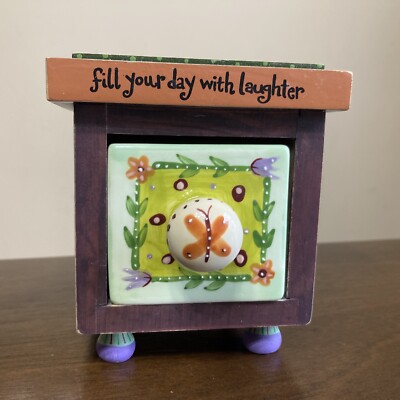 Wood Trinket Box Ceramic Drawer Lori Siebert Studio Whimsical Design-image