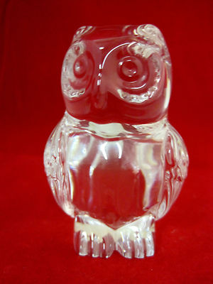 Art Glass Wise Owl Bird Shaped Paperweight Lead Crystal Germany-image