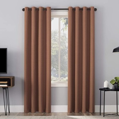 Sun Zero Channing Grid Texture Total Blackout Grommet Curtain Panel, 50