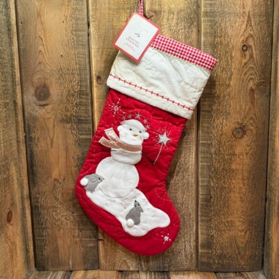 POTTERY BARN KIDS SNOWGIRL QUILTED CHRISTMAS STOCKING ~ RED (NO MONOGRAM)-image