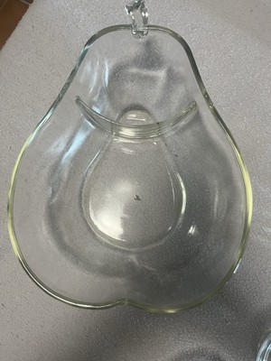 Large 1950’s Glass Pear-Shaped Fruit Chip and Dip Serving Dish-image