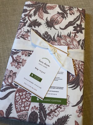 Pottery Barn Kaia Pink Floral Botanical Organic Cotton King PiIlow Sham 36”x 20”-image