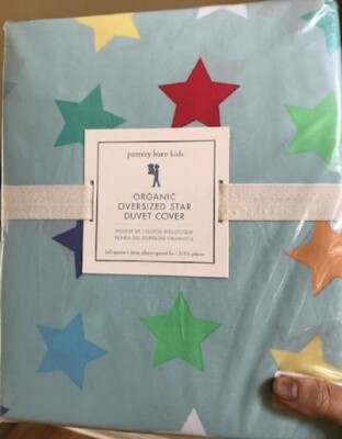 Pottery Barn Oversized Star Duvet Cover Set Blue Full Queen 2 Standard Shams 3p-image