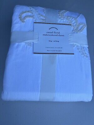 BRAND New Pottery Barn CASUAL FLORAL EMBROIDERED DUVET - King - Cal king-image