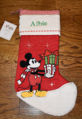 Pottery Barn Kids Mickey Mouse Christmas Stocking Holiday  NWT Albie Monogram-image
