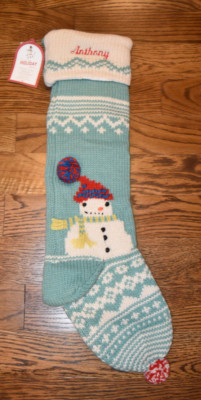 Pottery Barn Kids Merry & Bright Christmas Snowman Stocking Anthony monogram-image