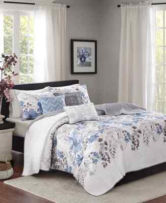 Madison Park Luna 6-Pc. Quilt Set, King/California King, Blue-image