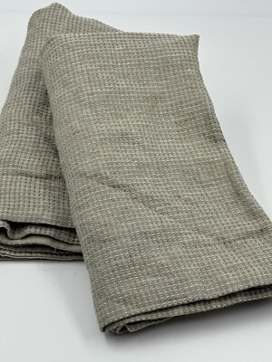 Set/2 POTTERY BARN European Flax Linen Mini Waffle King Pillow Shams, Bamboo-image