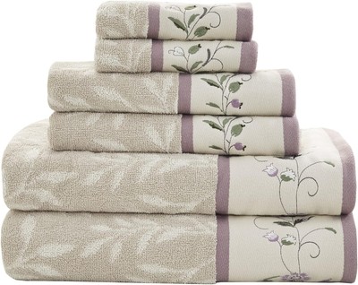 Madison Park Serene 100% Cotton Bath Towel Set Luxurious Multi-Sizes, Purple -image