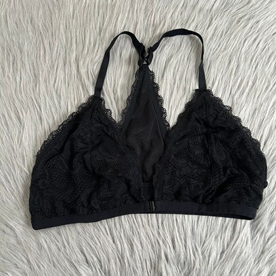 Dip Wireless Bralette Womens Size Large Black Lace Wirefree Bra Front Closure-image