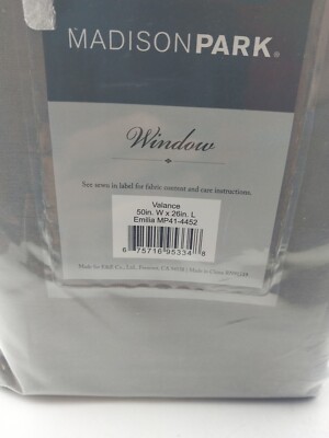 Madison Park Window Valance Curtain Silver Gray Twist Tab 50in W x 26in L-image