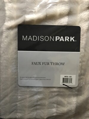 Madison Park Duke Long Fur Throw in Ivory Finish MP50-454-image