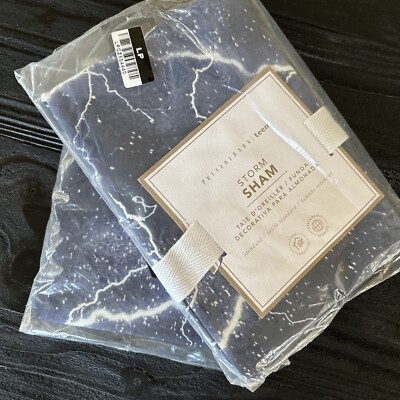 Set Of 2 POTTERY BARN Storm Shams BLUE GLOW IN THE DARK  STANDARD SHAMS NEW Navy-image