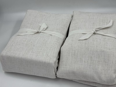 New Set/2 Pottery Barn Brixton Texture Blackout Curtain  50x96 Heathered Oatmeal-image