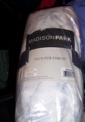 NEW MADISON PARK Gray Marble Faux Fur Throw -  60x70 Inches-image