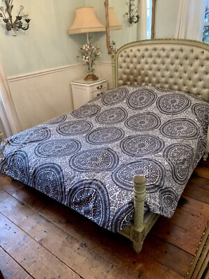 Pottery Barn NORA MEDALLION Duvet Cover Black Gray White KING & SHAMS Cotton-image