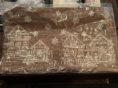 Pottery Barn Gingerbread Village Embroidered Lumbar Pillow Cover NWT-image