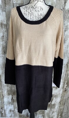 Lularoe Lauren Sweater Dress Nwt Large L New Beautiful Print Dipped Black-image