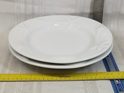 2 Pottery Barn SEASHORE White Deep Dinner Plate 10-7/8