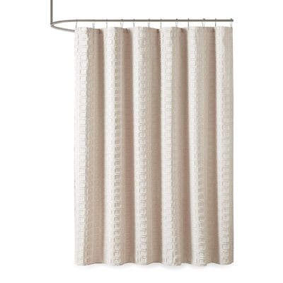 Metro Bathroom Shower Textured Woven Clipped Design Modern Midcentury Privacy Ba-image