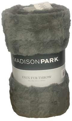 Madison Park GRAY Arctic Down-Alternative Ultra Plush Throw Blanket 50 x 60 in-image