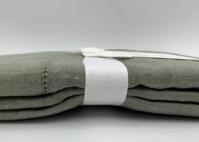 Pottery Barn Belgian Flax Linen King Pillowcase Set /2 Loden Green NWT-image