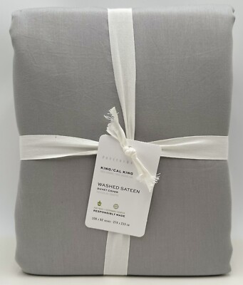 Pottery Barn Washed Sateen KING Duvet Cover ~ Gray-image