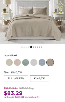 Queen Madison Park Marino 3 Piece Reversible Scalloped Edge Quilt Set-image