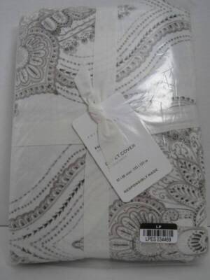 Sonya Medallion Percale Duvet Cover Full Queen, Gray Color NWT-image