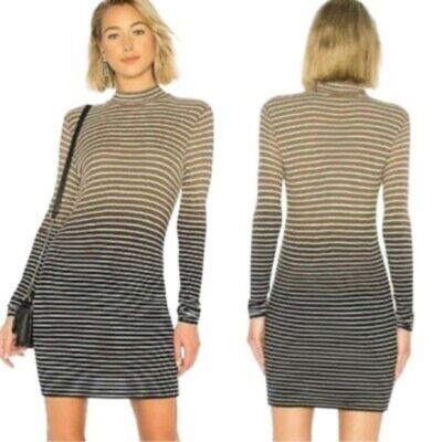 ATM Anthony Thomas Melillo Dip Dyed Striped Ribbed Stretch Dress- Size Large-image