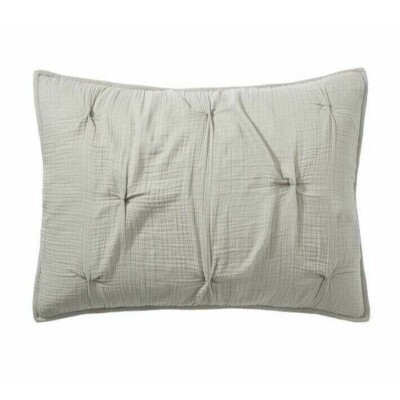 Pottery Barn Gray Soft Cotton Handcrafted Quilted Pillow Sham Standard NEW-image