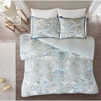 Madison Park Lian Cotton Floral Printed Reversible King/CK Duvet Cover Set 2024-image