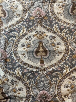 POTTERY BARN King Duvet Cover/2 Shams DARCY FLORAL MEDALLION Blue-Gray-image