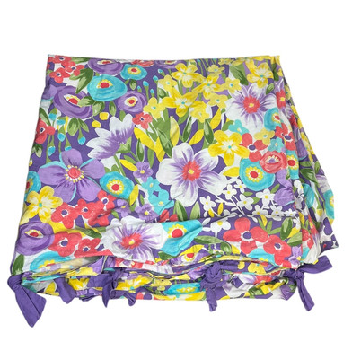 Pottery Barn Kids Poppy Duvet Cover Full / Queen Purple Multi Floral Tie Closure-image