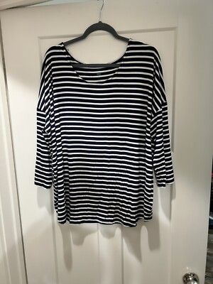 DIP Brand NAVY and WHITE STRIPED 3/4 Dolman Sleeve Women's Top SIZE XL-image