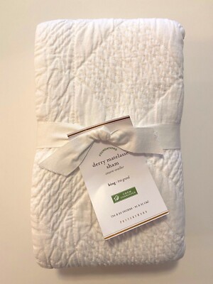 NWT Pottery Barn White DERRY MATELASSE Pillow SHAM Cotton KING-image